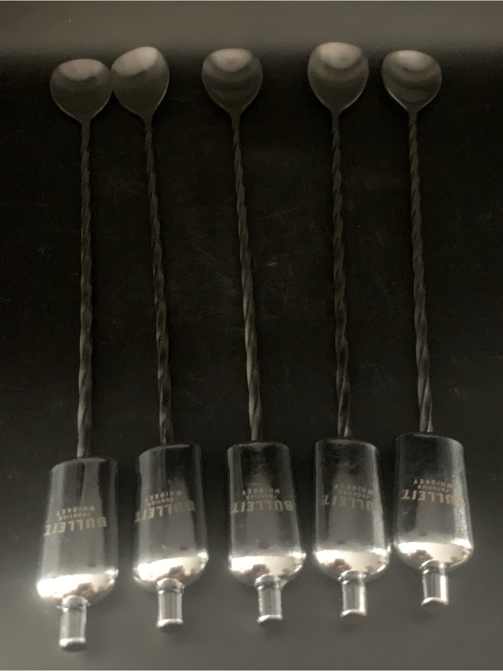 Pre Owned Vintage Bulleit Frontier Whiskey Cocktail Mixing Spoons Lot 5 Classic - Picture 5 of 7